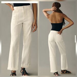 Anthropologie Pilcro Sz 29 The Wanderer Mid-Rise Relaxed-Leg Jean Eyelet White